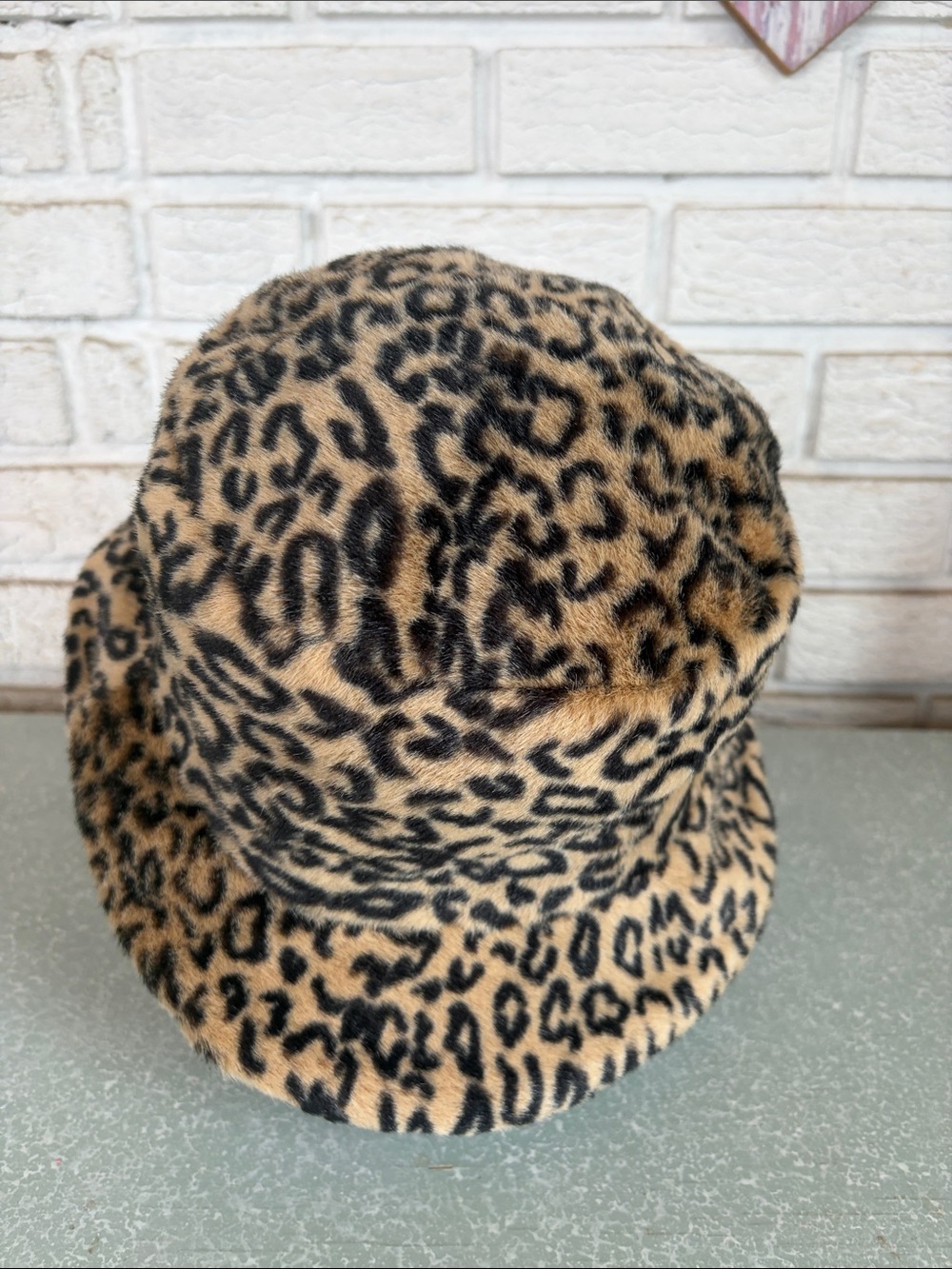 Vintage Liz Claiborne Leopard Faux Fur Bucket Hat Animal Print Y2K - Picture 5 of 8